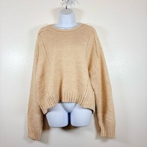 Worthington XXL Cream Chunky Knit Sweater Toasted Bark Cozy Oversized